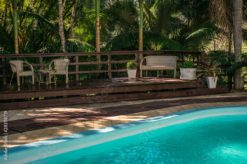 swimming pool in garden resort