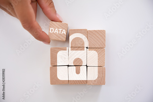Bild auf Leinwand Person Holding Data Block