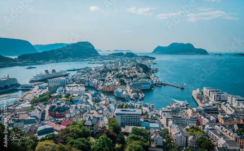 Ålesund city from the high view in Norway