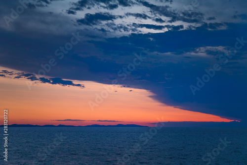 Sea landscape just after sunset on the Adriatic sea near Vir island in Croatia  Europe.