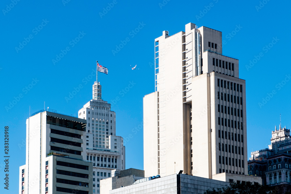 Fototapeta premium Sao Paulo / Sao Paulo / Brazil - 08 07 2019: Santander Lighthouse - Old Banespa Building.
