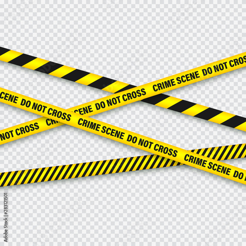 Yellow And Black Barricade Construction Tape. Police Warning Line. Brightly Colored Danger or Hazard Stripe. Vector illustration.