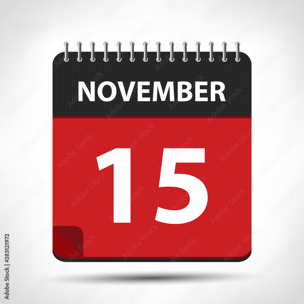Fototapeta premium November 15 - Calendar Icon - Calendar design template