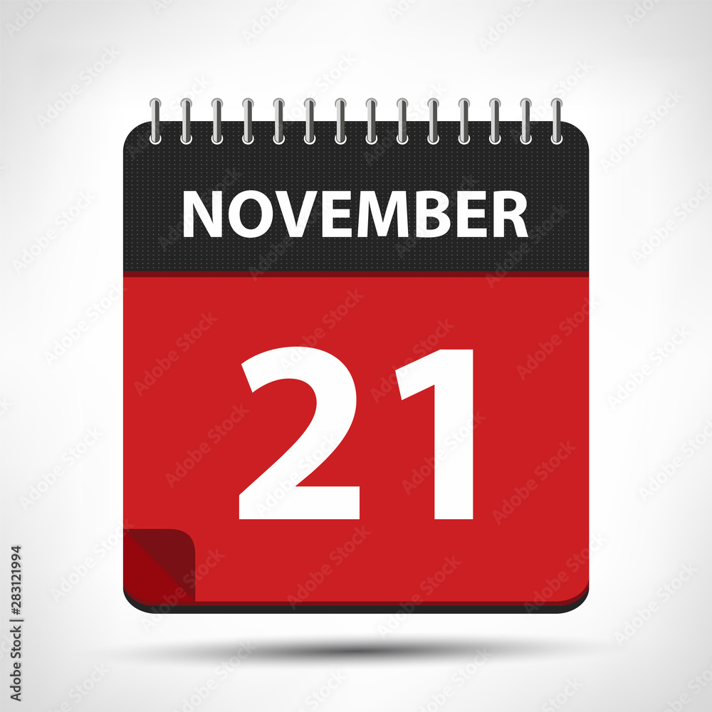 Fototapeta premium November 21 - Calendar Icon - Calendar design template