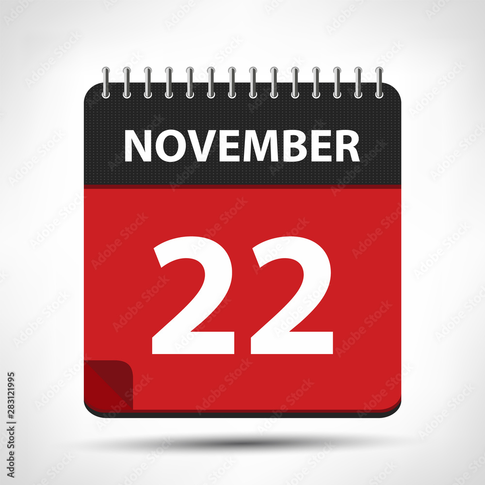 Fototapeta premium November 22 - Calendar Icon - Calendar design template