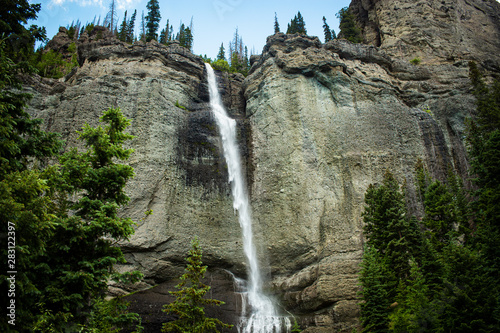 A waterfall in the rocky mountains