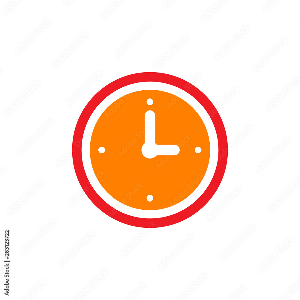 Clock icon vector. Flat design element watch isolated on white background. Clock icon vector. Flat design element watch isolated on white background.