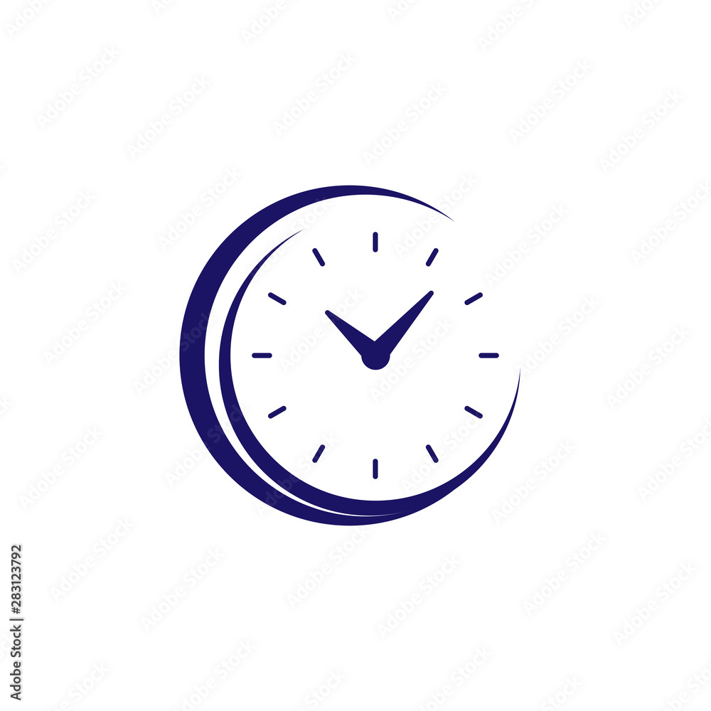 Clock icon vector. Flat design element watch isolated on white background. Clock icon vector. Flat design element watch isolated on white background.