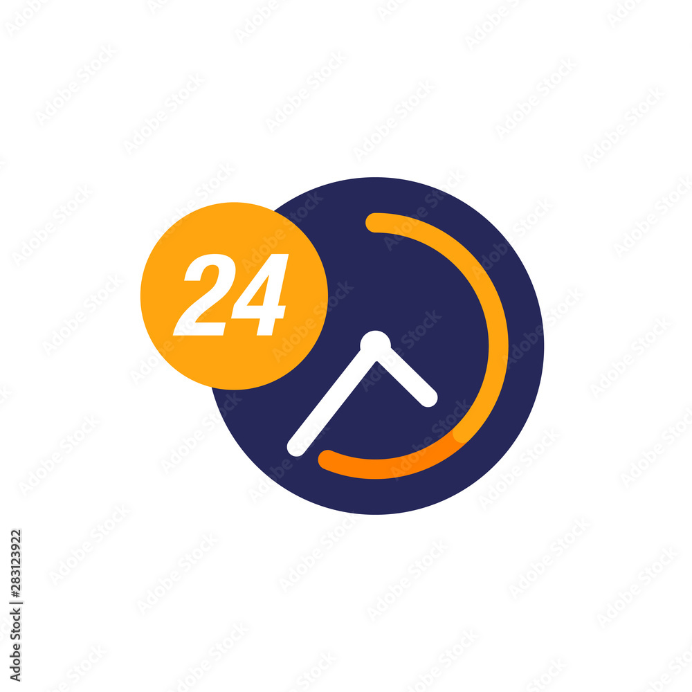 24 hour service support icon. Clock icon vector. 24 hour service support icon. Clock icon vector.