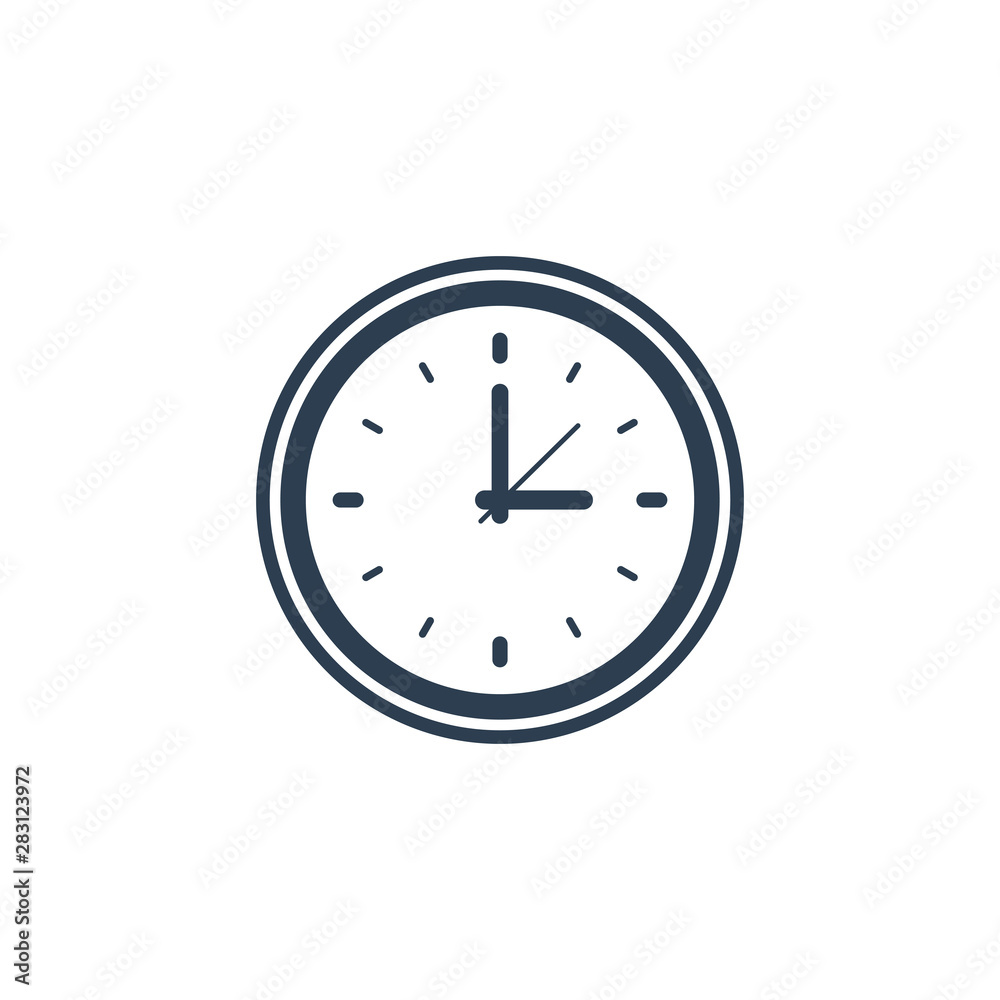 Clock icon vector. Flat design element watch isolated on white background. Clock icon vector. Flat design element watch isolated on white background.