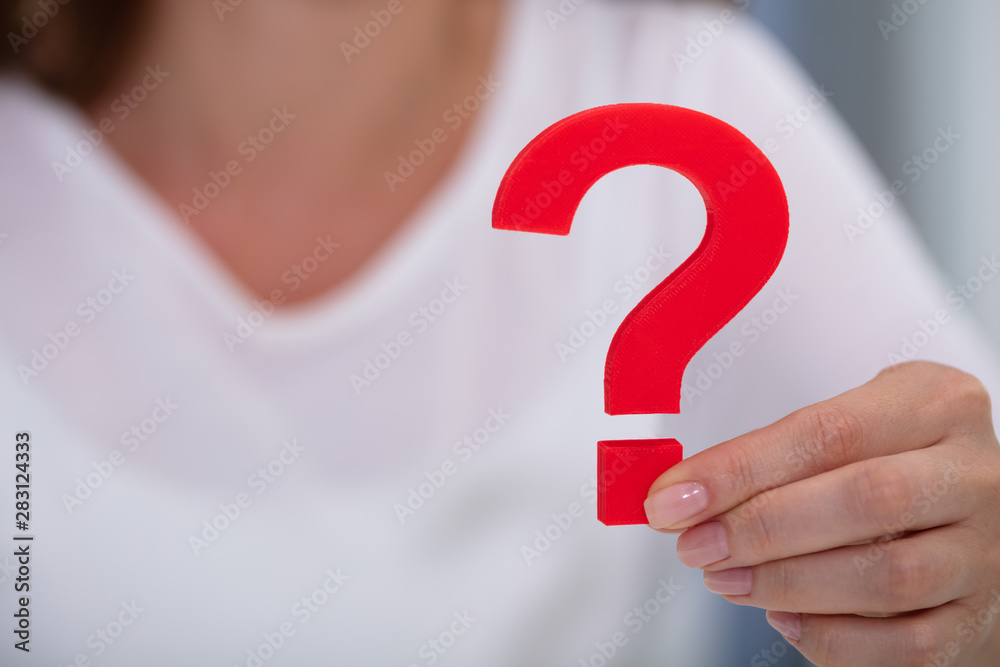 Businesswoman Holding Question Mark Sign Businesswoman Holding Question Mark Sign