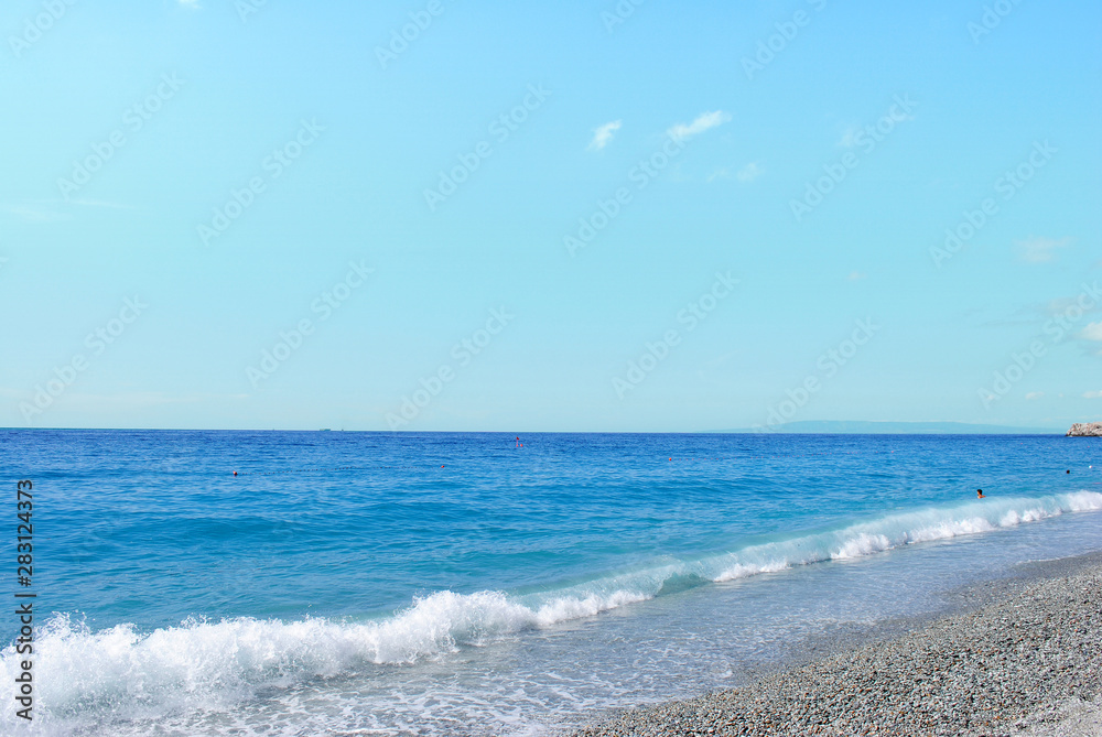 Pebbly beach and tropical sea. Calabria, Italy