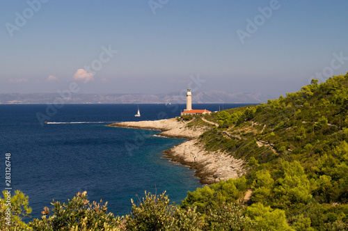 Lighthouse Stoncica in Island Vis  Splitsko-Dalmatinska  Croatia.