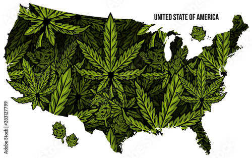 Map of USA cannabis print design