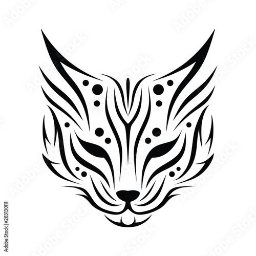 Tribal animal head tattoos from cats or lynx