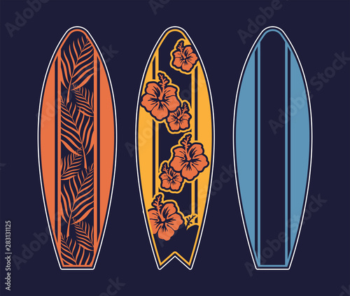 Set surfboard print design for surfing