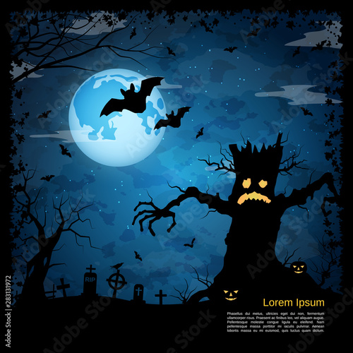 Halloween scary night vector background 