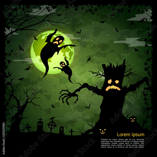 Halloween scary night vector background 