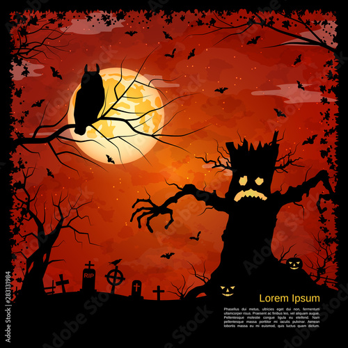 Halloween scary night vector background 