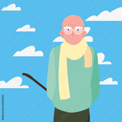 happy grandparents day flat design