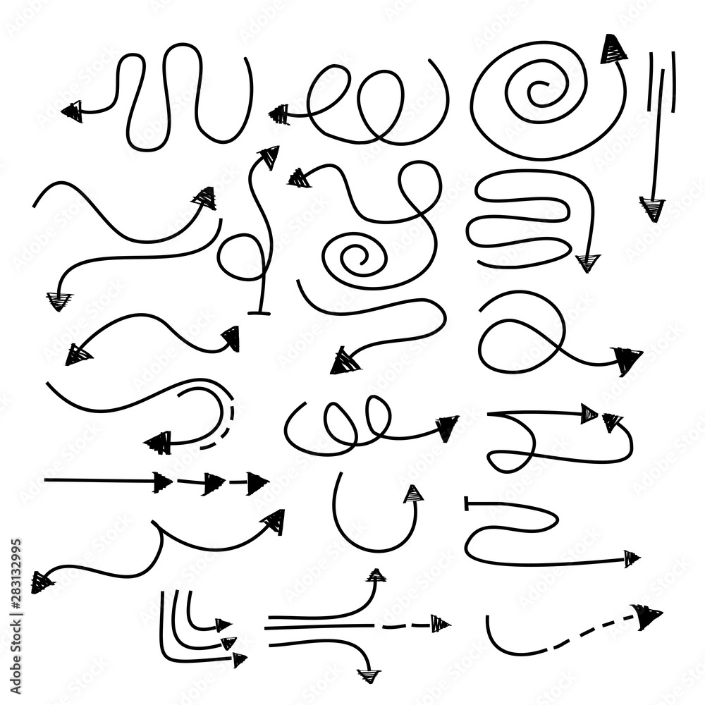 Doodle Vector Arrow Set. Grunge Sketch Handmade Doodle Vector Arrow Set. Grunge Sketch Handmade