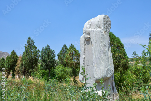 Stone carvings damaged by tombs in Weinan, Shaanxi, China photo