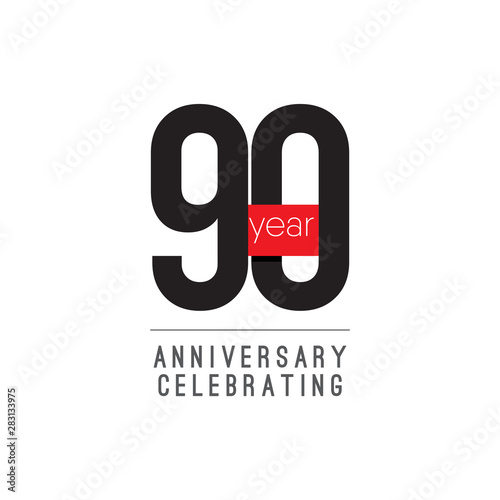 90 Years Anniversary Celebrating Vector Template Design Illustration
