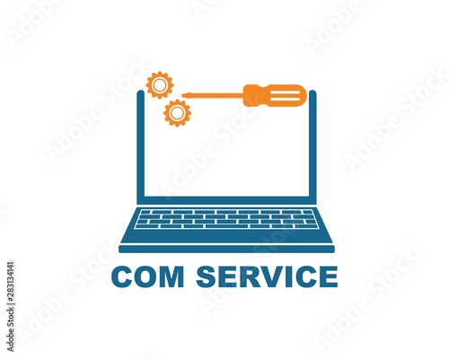 computer service and repair logo icon vector illustration