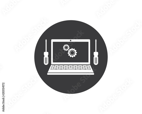 computer service and repair logo icon vector illustration