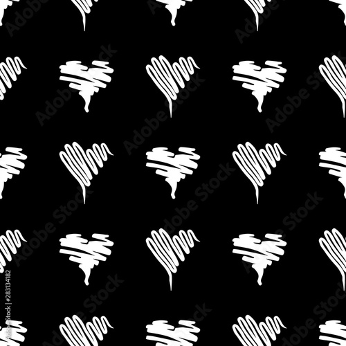 Seamless Modern grunge heart hand drawn set  great design for any purposes. Hand drawn doodle grunge heart set. Modern vector design. Seamless vector tile pattern. Doodle illustration