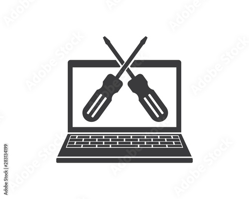 computer service and repair logo icon vector illustration