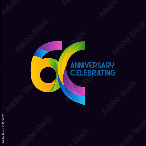 60 Years Anniversary Celebrating Vector Template Design Illustration