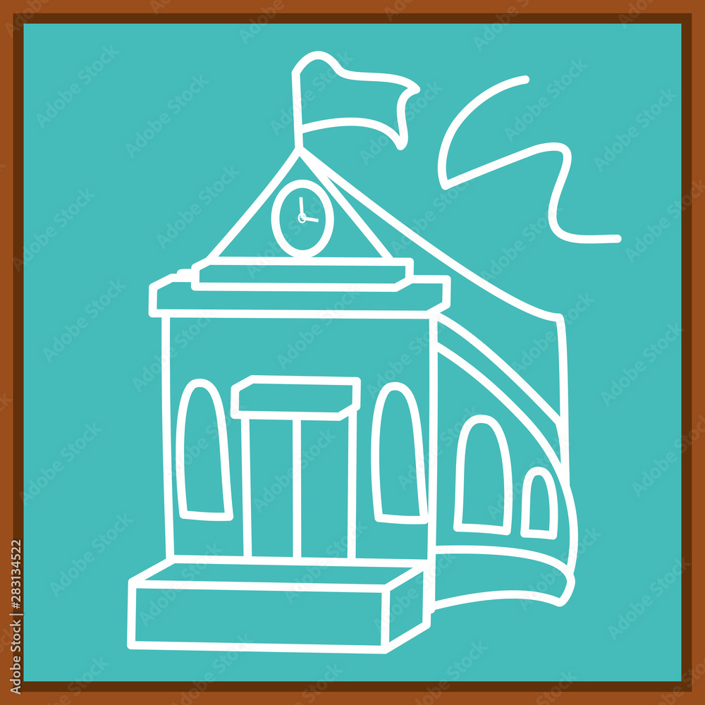 Obraz premium classroom board with drawing of facade school