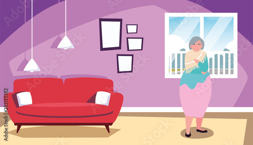 happy grandparents day flat design