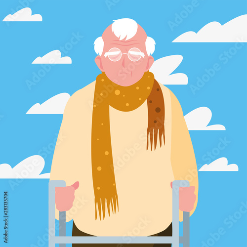 happy grandparents day flat design