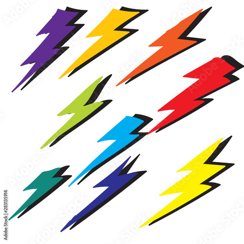 doodle thunder collection illustration handdrawn colorful style vector