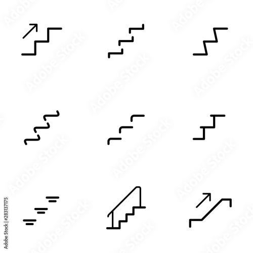 Set of stairs icon with silhouette symbol ladder on white background vector illustration