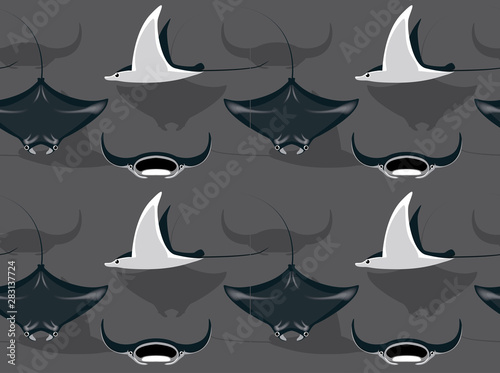 Reef Manta Ray Cartoon Background Seamless Wallpaper