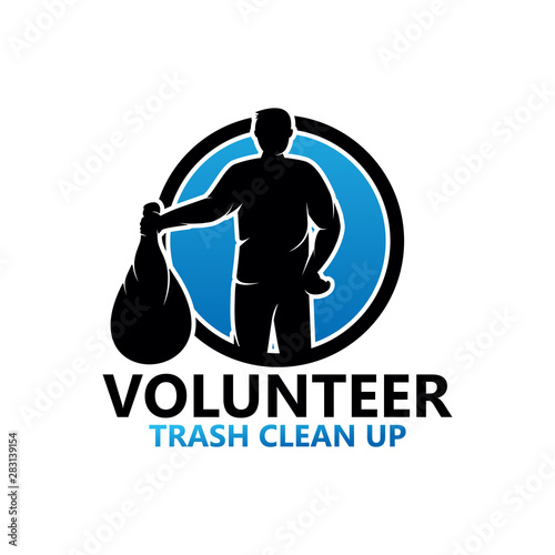 Volunteer Trash Clean Up Logo Template Design Vector, Emblem, Design Concept, Creative Symbol, Icon