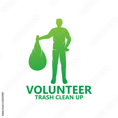 Volunteer Trash Clean Up Logo Template Design Vector, Emblem, Design Concept, Creative Symbol, Icon