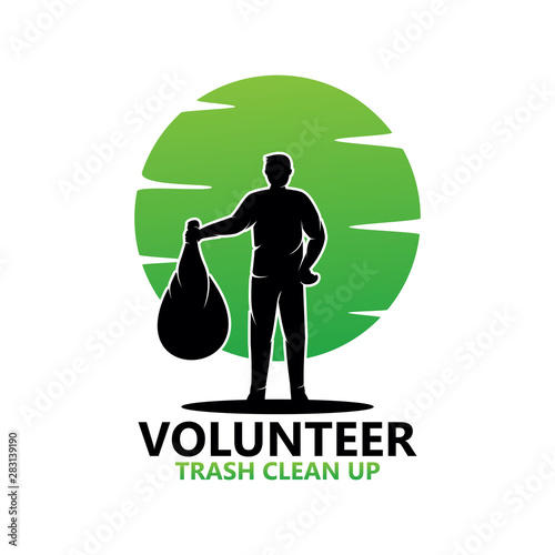 Volunteer Trash Clean Up Logo Template Design Vector, Emblem, Design Concept, Creative Symbol, Icon