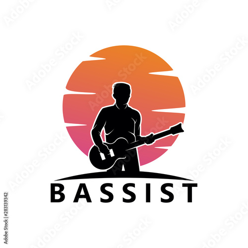 Bassist Logo Template Design Vector, Emblem, Design Concept, Creative Symbol, Icon