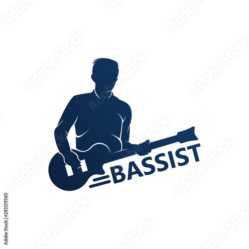 Bassist Logo Template Design Vector, Emblem, Design Concept, Creative Symbol, Icon