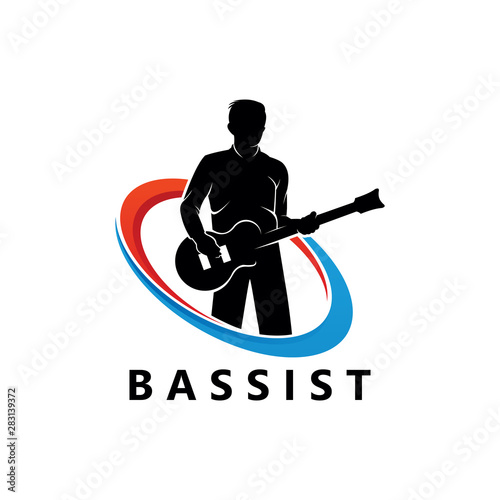 Bassist Logo Template Design Vector, Emblem, Design Concept, Creative Symbol, Icon