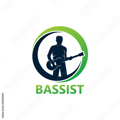 Bassist Logo Template Design Vector, Emblem, Design Concept, Creative Symbol, Icon