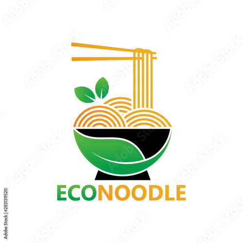 Eco Noodle Logo Template Design Vector, Emblem, Design Concept, Creative Symbol, Icon