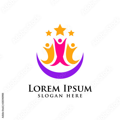 Teamwork and community logo design vector. Adoption and social network logo design template.