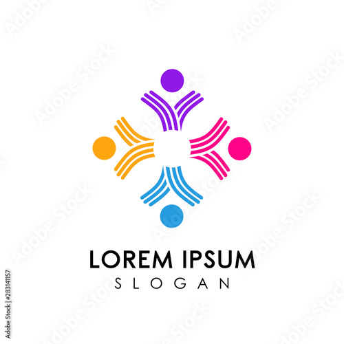 Teamwork and community logo design vector. Adoption and social network logo design template.