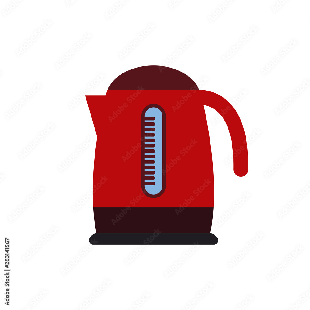 Vector illustration of red electric kettle. Flat design. Vector illustration of red electric kettle. Flat design.