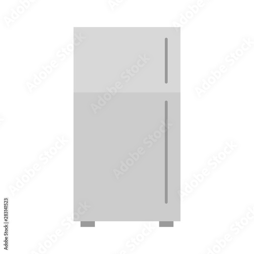 Vector illustration of gray closed refrigerator. Fridge vector illustration.